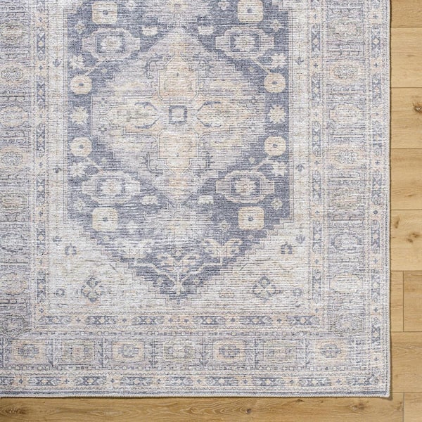 Lorelai Beige Traditional 5 ft. x 7 ft. Indoor Machine-Washable Area Rug