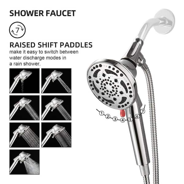 Zalerock 7-Spray Pattern 4.92 in. Wall Mount Handheld Shower Heads
