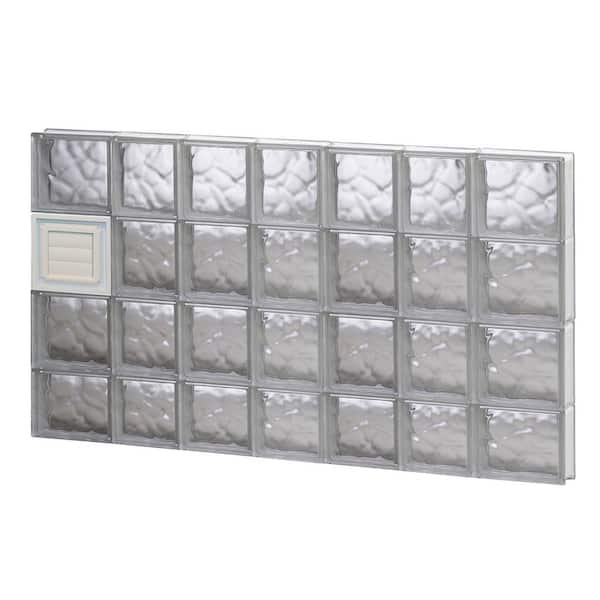 Clearly Secure 44.25 in. x 29 in. x 3.125 in. Frameless Wave Pattern Glass Block Window with Dryer Vent