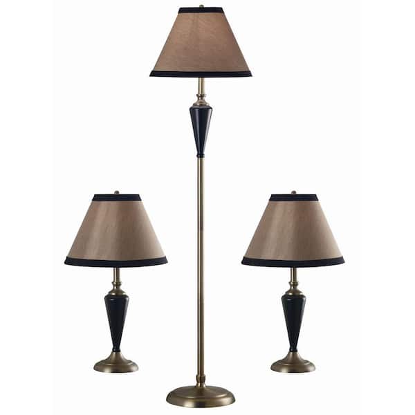 Kenroy Home Hunley 24 in. Bronze 2 Table and 1 Floor Lamp Set