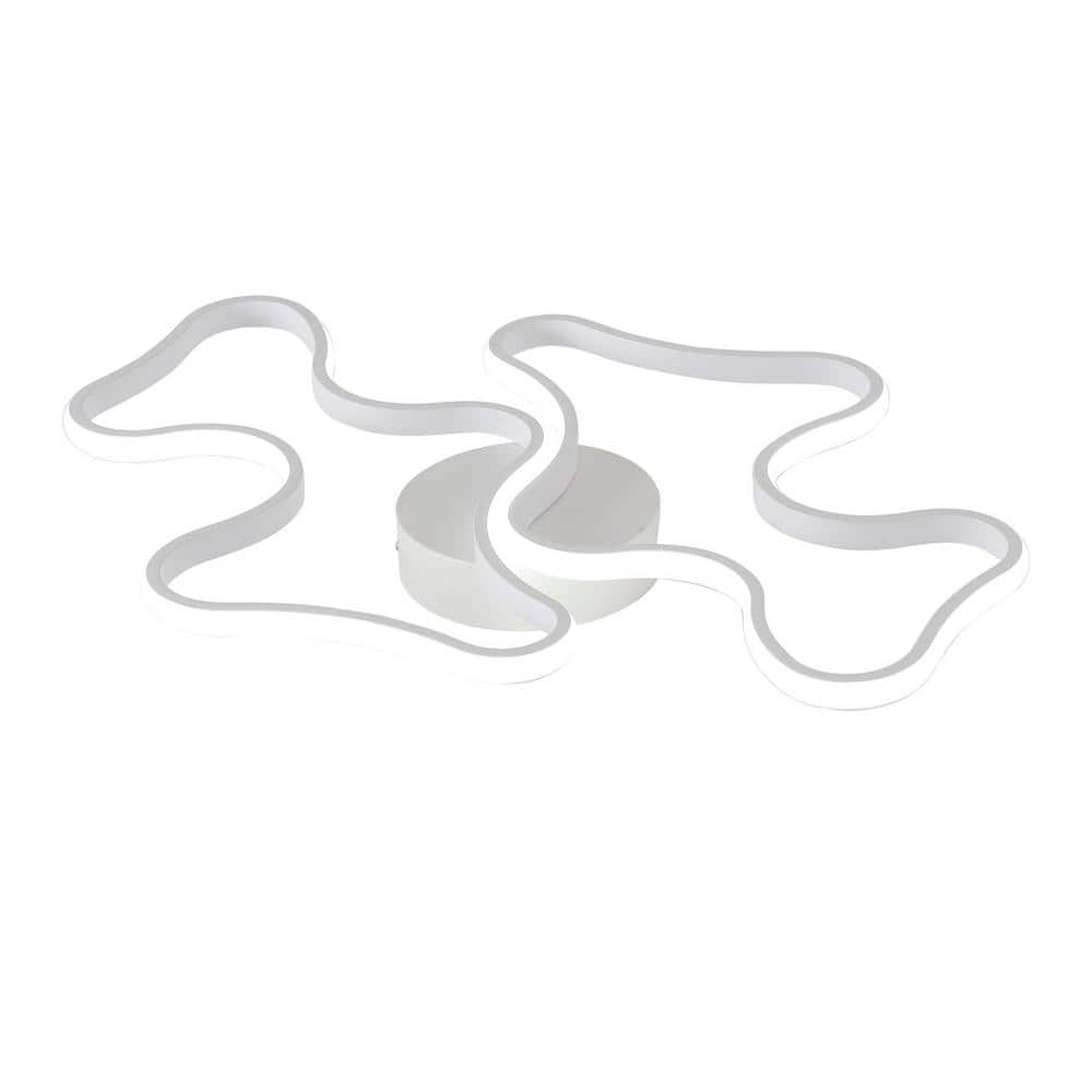 OUKANING 22.83 in. 1-Light White Modern Cloud Shaped Integrated 