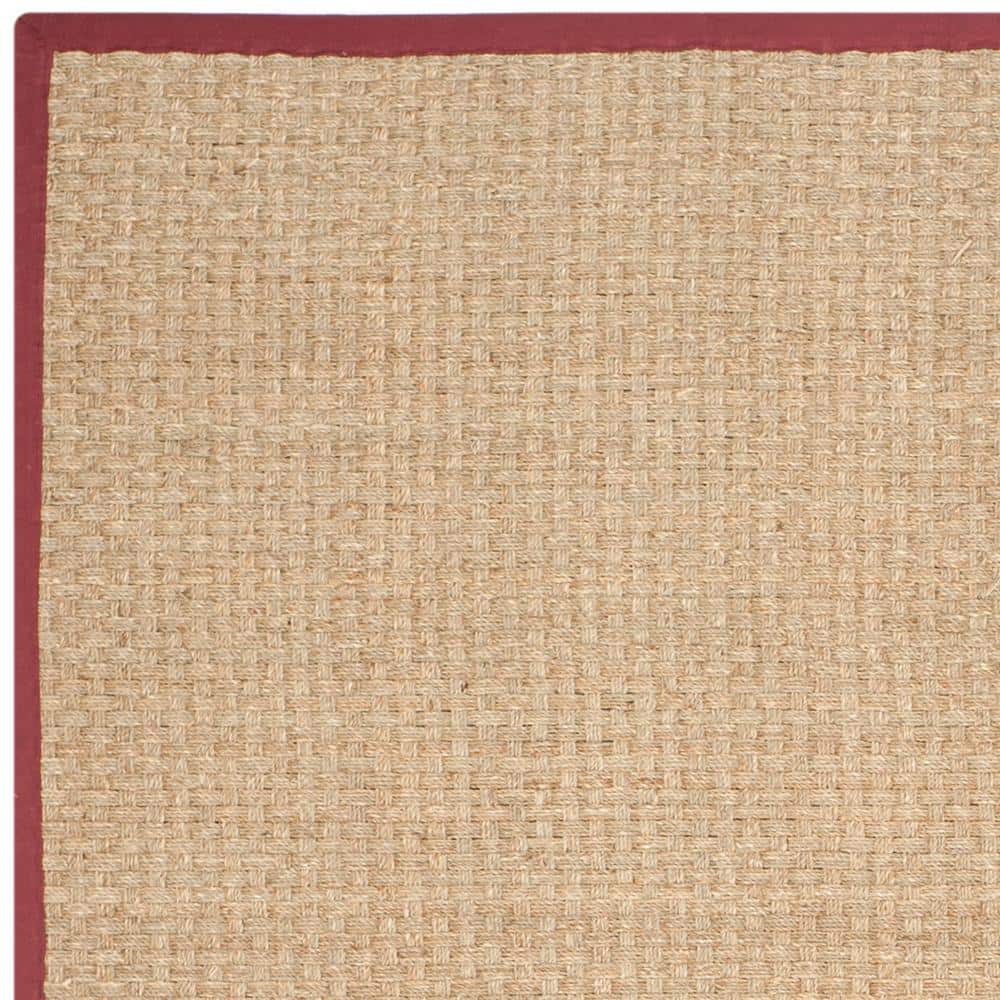Natural and Red Flat Woven Wool Cotton Area Rug