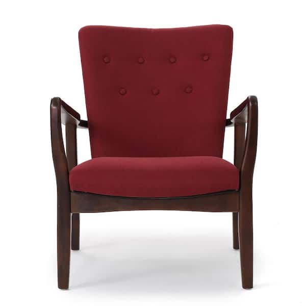 Noble House Becker Deep Red Fabric Arm Chair