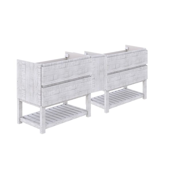 Fresca Formosa 82 in. Freestanding Open Bottom Double Bath Vanity Cabinet without Top in Rustic White