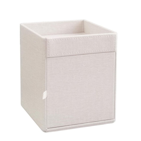 Tissue Box Cover with Storage Tray, PU Leather Facial Tissues Organizer Tray for Bathroom, Beige
