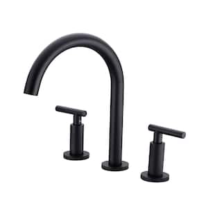 8 in. Widespread Double Handle High Arc Bathroom Faucet and Corrosion Resistant in Matte Black