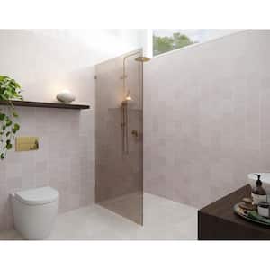 Ursa 30 in. W x 78 in. H Single Fixed Panel Frameless Shower Door in Polished Brass without Handle