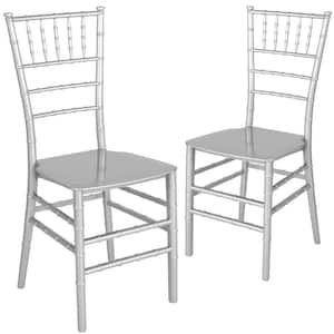 Silver Flat Seat Resin Chiavari Chairs (Set of 2)