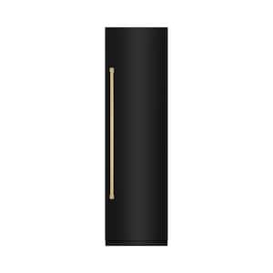 24 in. 12.5 cu. ft. Freezerless Column Refrigerator in Black Stainless Steel with Gray Interior, Polished Gold Accents