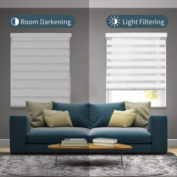 プルメリア　SHEER(ホワイト)+CABLE(ネイビー) Chicology Basic Arctic Cordless Cut-to-Width Light Filtering