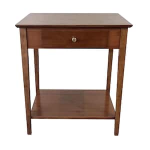 20 in. Mahogany 22 in. Rectangle Bamboo End Table with Drawer and Shelf