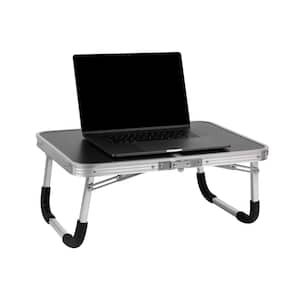 15.75" W Folding Lap Tray, Bed Breakfast Desk with Collapsible Legs, Portable Table, Black