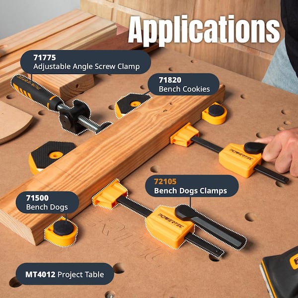 Bench Dog Clamps for 3/4 in. Dog Holes & Release Wood Clamps, Heavy Duty Workbench Clamps w/176lbs. Clamping Force (2PK)