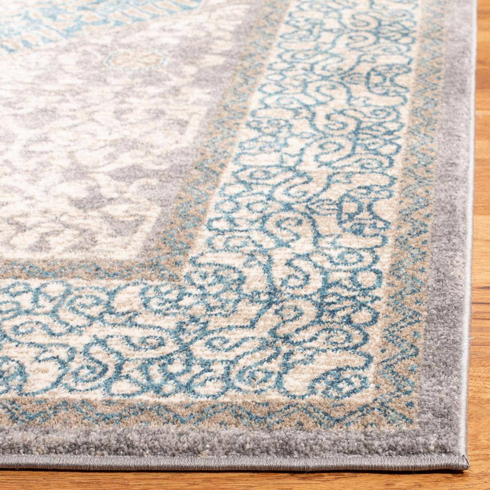 Sofia Light Grey and Blue Synthetic Reversible Area Rug