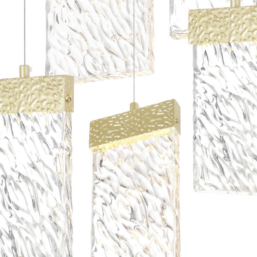 Carolina Gold Leaf 16" Crystal LED Chandelier with Clear Glass Panels