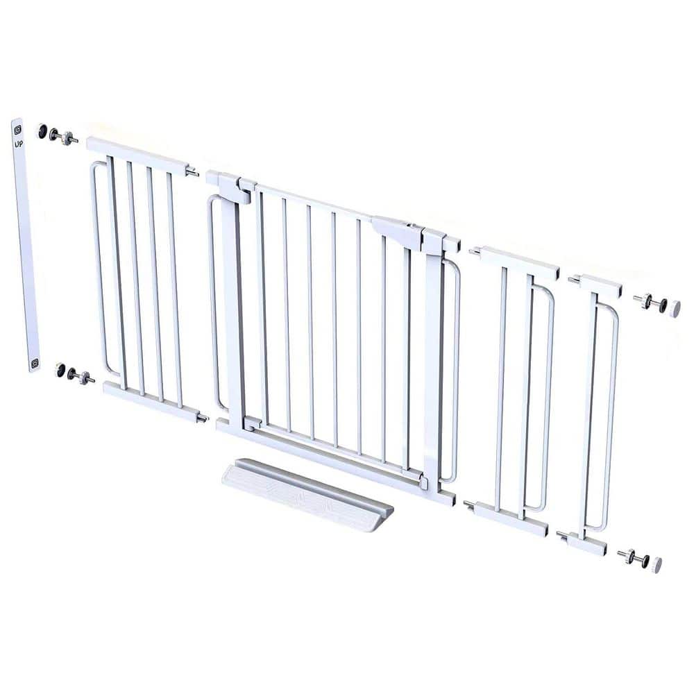 30. 5 H x 29.7-57 W Safety Baby/Dog Gate Pressure Mounted Walk Through Durable Carbon Steel Frame in White Fence Panel price history on PriceWatchPro