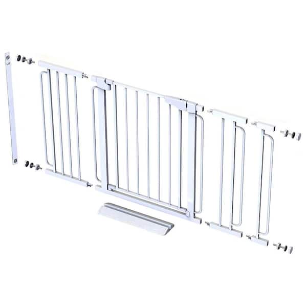 KIWDZFU 30. 5 H x 29.7-57 W Safety Baby/Dog Gate Pressure Mounted Walk Through Durable Carbon Steel Frame in White Fence Panel