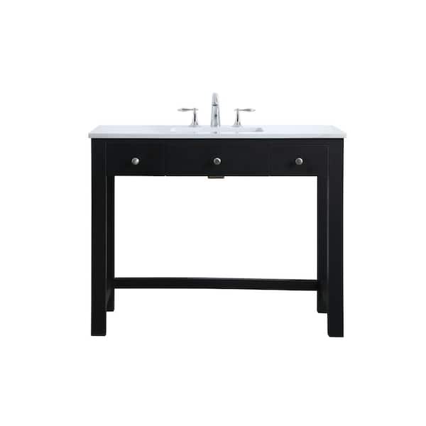 42 in. W x 21.5 in. D x 34 in. H ADA Bath Vanity in Black with White Engineered Marble Top