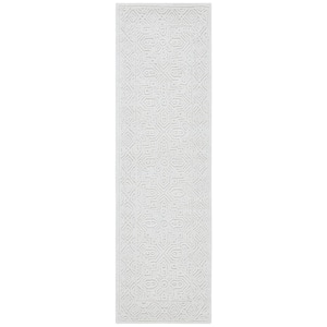 Textural Ivory 2 ft. x 8 ft. Solid Color Geometric Runner Rug