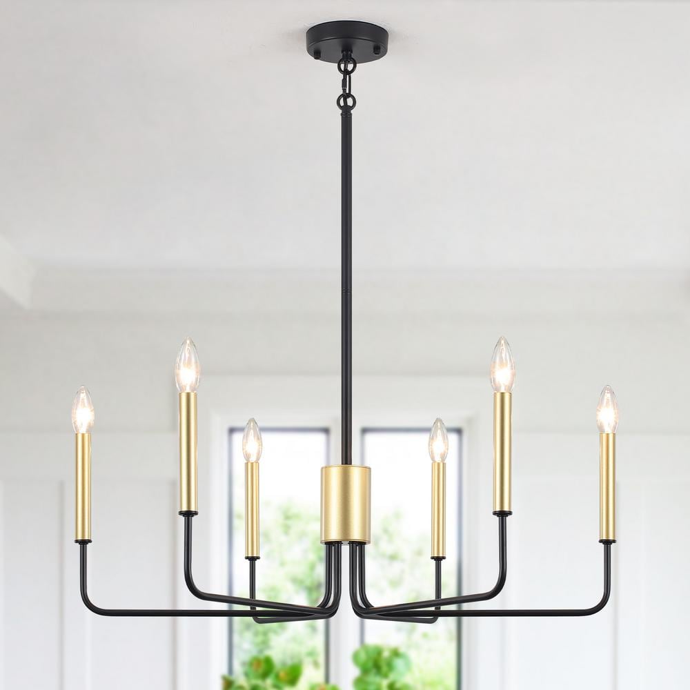 Roxanne 6 Light Black/Gold Dimmable Classic Traditional Chandelier Rustic Linear Candle-Style Kitchen Island Light price history on PriceWatchPro