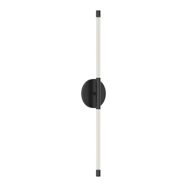 KUZCO Motif 26 in. 1 Light 9-Watt Black Integrated LED Wall Sconce ...