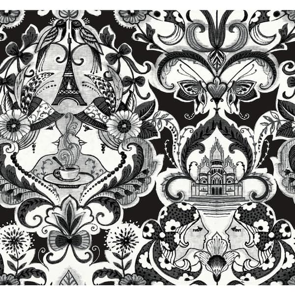 A-Street Prints Sadie Black Parisian Damask Wallpaper
