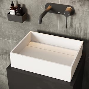 Montauk Modern White Matte Stone 18 in. L x 13 in. W x 5 in. H Rectangular Vessel Bathroom Sink