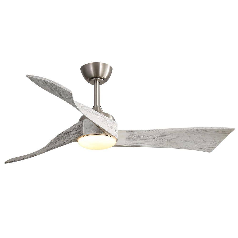 52 in. Indoor Ceiling Fan With Dimmable 3 Color Led Light, 3 Solid Wood Bla