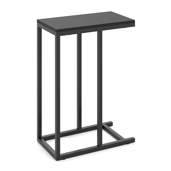 19 in. Black Rectangle Glass End Table