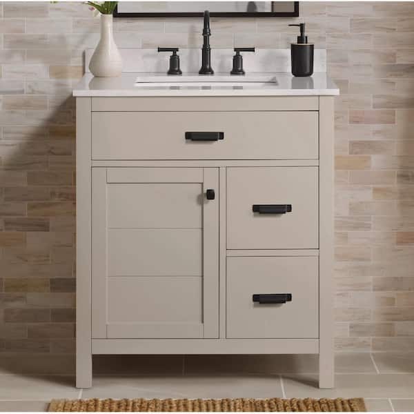 Stanhope 31 in. Single Sink Even Better Beige Bath Vanity with Carrara White Engineered Stone Top (Assembled)