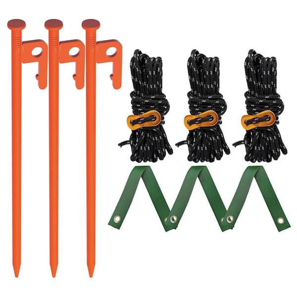Angel Sar 16 in. 0.5 in. 5 Pcs Diamete Rebar Stakes Tent Stakes, Baking Paint Metal Stakes for Outdoor Travel and Adventure