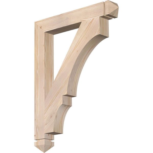 Ekena Millwork 3.5 in. x 34 in. x 26 in. Douglas Fir Balboa Arts and Crafts Smooth Bracket