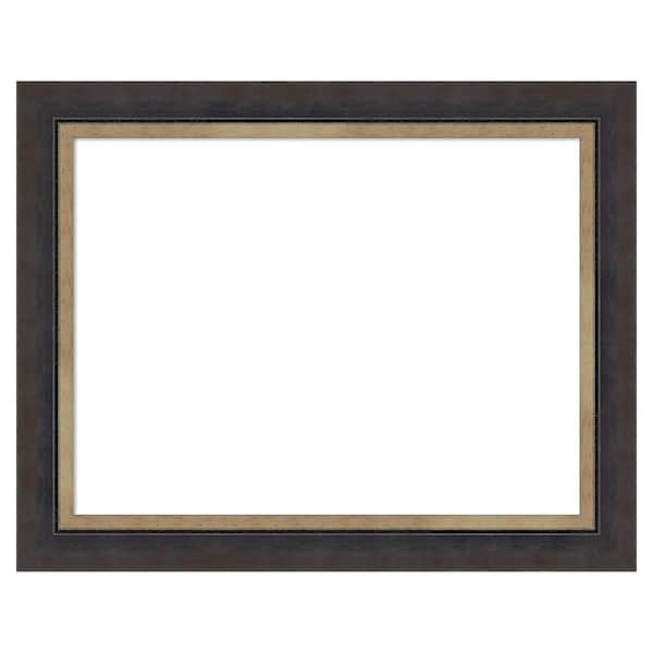 Amanti Art Hammered Charcoal Tan 29 in. x 23 in. Wood Framed Dry Erase Magnetic Memo Board