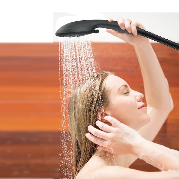 Single-Handle 7-Spray Round High Pressure Shower Faucet in Matte Black
