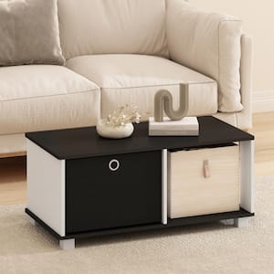 Simple 31.5 in. Black Rectangle Wood Coffee Table with Bin Drawer