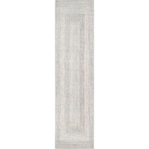 Rodeo Chindi Modern Solid and Striped Ivory Yellow 2 ft. 7 in. x 9 ft. 10 in. Runner Area Rug