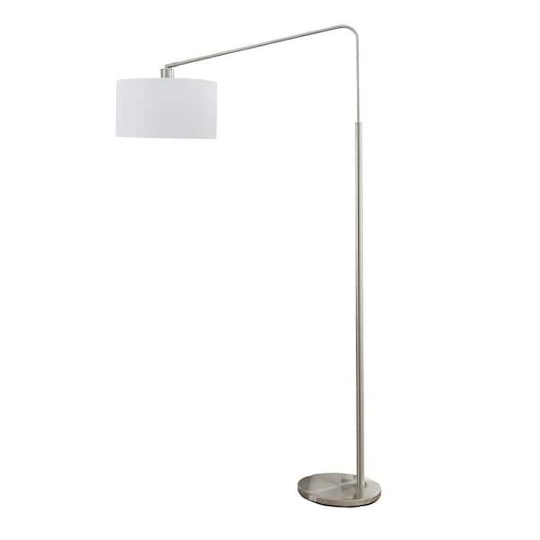 ARTIVA 80-Degree 64 in. Medium Arch Brushed Steel Floor Lamp