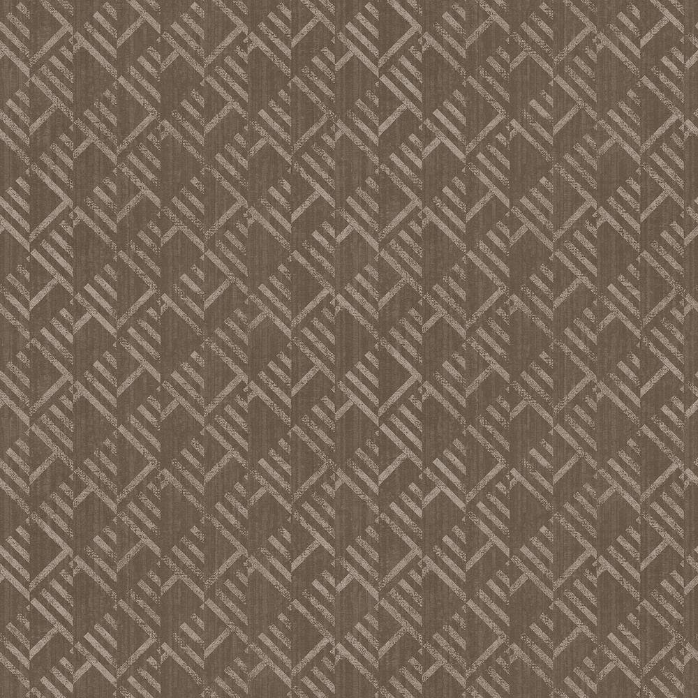 TexStyle Collection Beige Geometric Block Flock Stripe Satin Finish Non-Pas