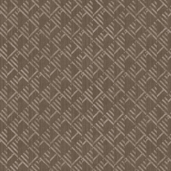 Unbranded TexStyle Collection Beige Geometric Block Flock Stripe Satin Finish Non-Pasted on Non-Woven Paper Wallpaper Roll