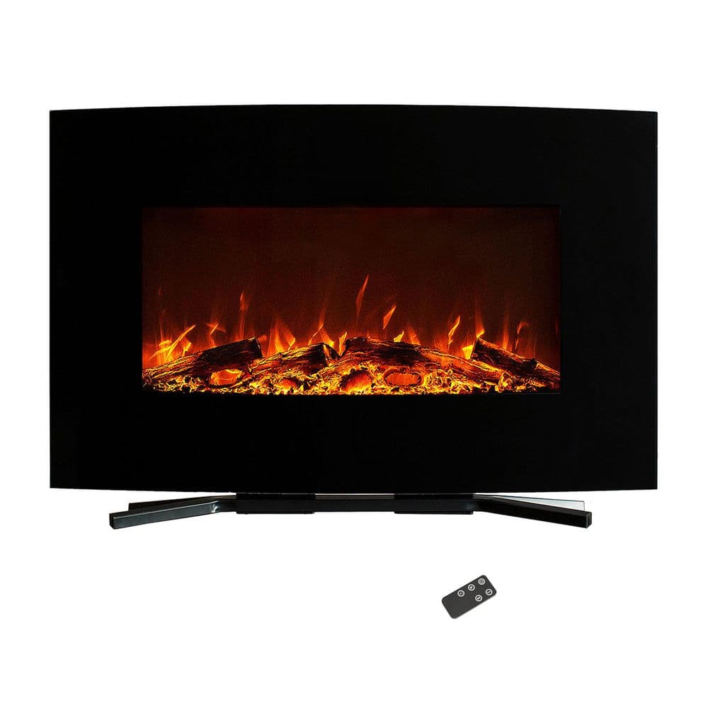 36 in. Curved Color Changing Electric Fireplace Wall Mount Floor Stand in Black price history on PriceWatchPro