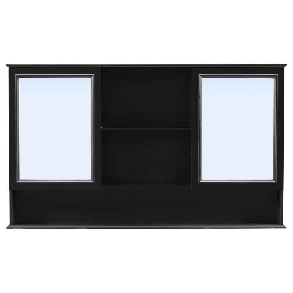 60 in. W x 35 in. H Rectangular Medicine Cabinet with Mirror with Double Mirrored Doors, Adjustable Shelves in Black price history on PriceWatchPro