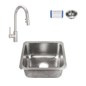 Wilson Undermount Stainless Steel 17 in. Single Bowl Bar Prep Sink with Pfister Stellen Faucet and Drain