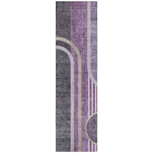Chantille ACN532 Purple 2 ft. 3 in. x 7 ft. 6 in. Machine Washable Indoor/Outdoor Geometric Runner Rug
