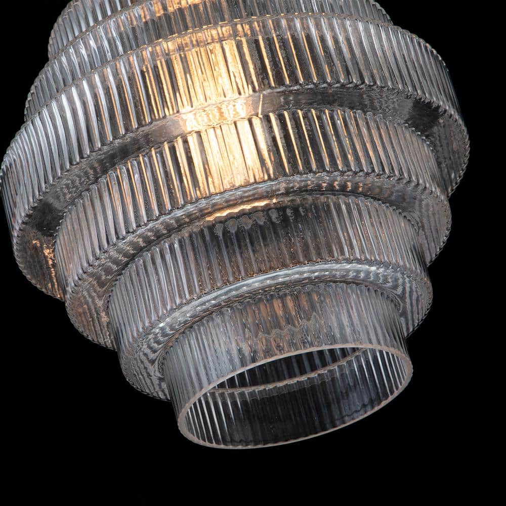 Mini Striped Glass & Antique Brass Hanging Pendant Light