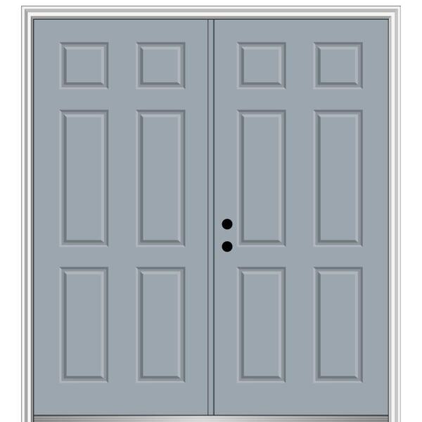 MMI Door 60 in. x 80 in. Classic Right-Hand Inswing 6-Panel Painted Fiberglass Smooth Prehung Front Door with Brickmould