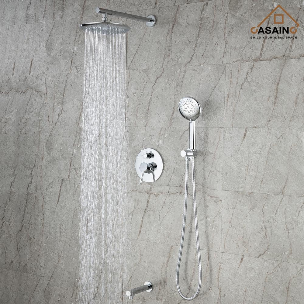Chrome Multi-Head Rain Shower System with Handheld