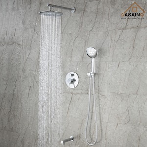 5-Spray Patterns 9.5 in. Tub Wall Mount Dual Shower Heads in Spot Resist Chrome