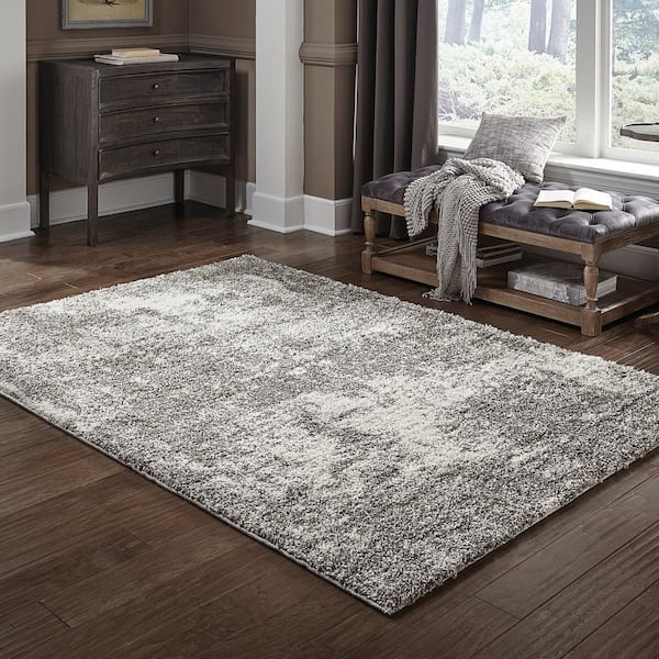 Hazel Grey/Ivory 10 ft. x 13 ft. Abstract Shag Area Rug