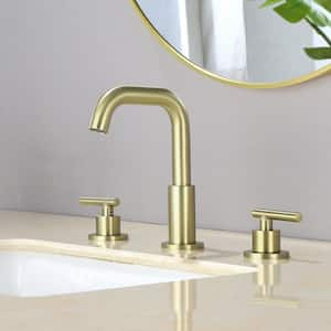 8 in. Widespread 2-Handle Bathroom Faucet with Valve in Brushed Gold