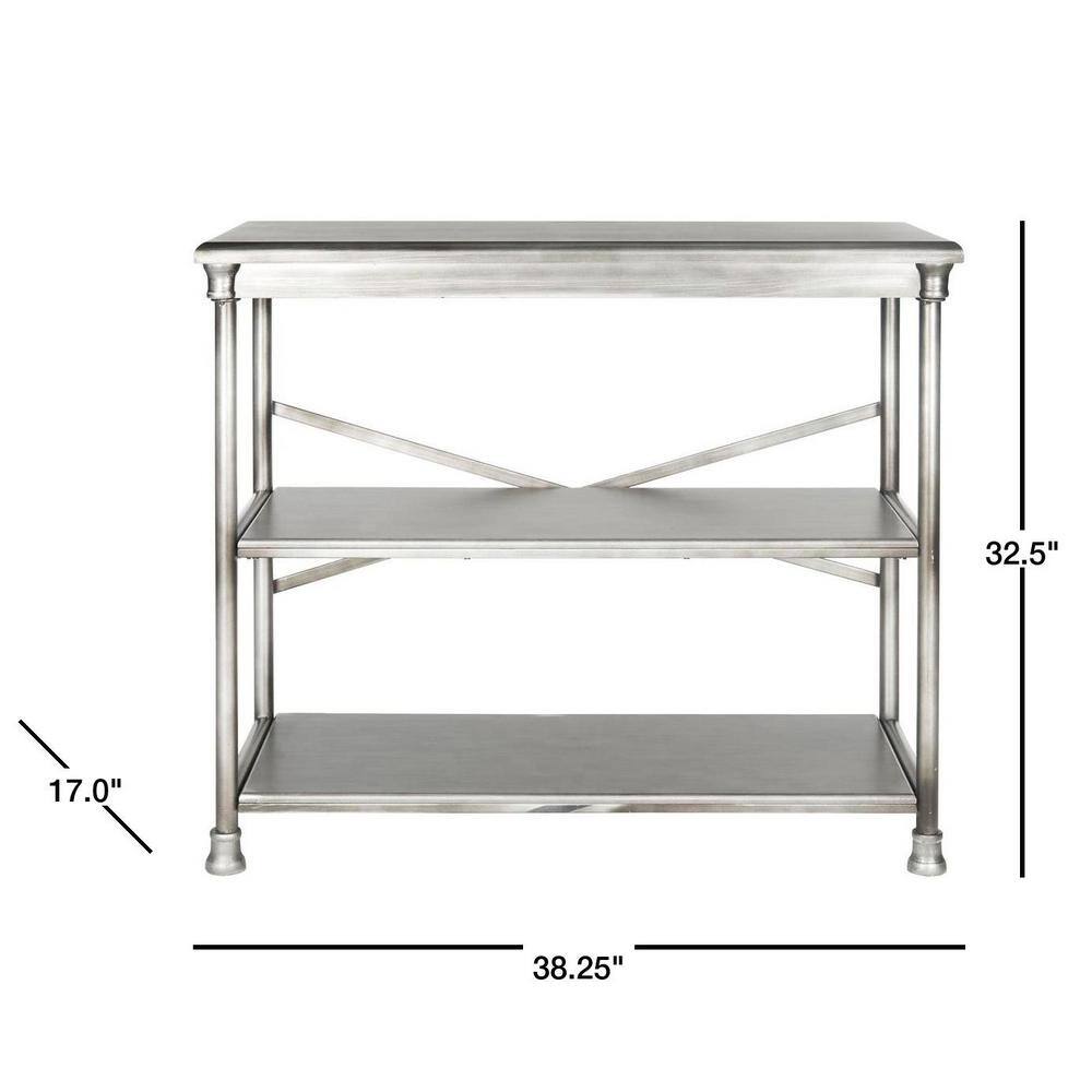 Transitional Dark Silver 38" Iron and Wood Etagere Bookcase